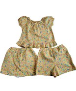 Handmade 3 Piece Shirt Shorts Skort Outfit Girls Size 6 Spring Yellow Fl... - £8.91 GBP