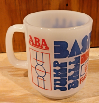 Vintage Milk Glass Basketball Mug - Blue Red Jump Ball Rebound Zone Defe... - £11.42 GBP