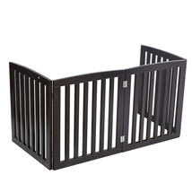 24&#39;&#39; Foldable Dog Pet Gate Pet Fence Barrier Freestanding Doorway Indoor - £69.03 GBP