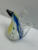 Art Glass Bird by Diamond Star Figurine Blue and Yellow 5 Inches - £14.54 GBP