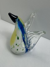 Art Glass Bird by Diamond Star Figurine Blue and Yellow 5 Inches - £14.32 GBP