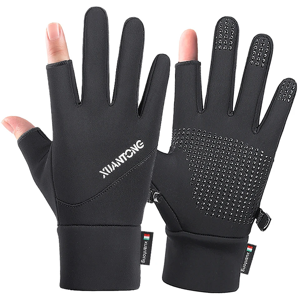 1 Pair Winter Outdoor  Windproof Warm Fishing Gloves Exposed Two-finger Fishing  - £22.66 GBP