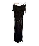 Strapless Jumpsuit Romper VTG 90s Coco Bianco Black Gauze Rayon Flowy Sz... - $41.14 CAD