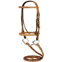 English Saddle Full Size Horse Medium Brown Raised Leather Bridle w/ Laced Reins - £27.81 GBP