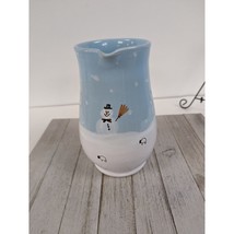 Grottaglie Ceramic Pottery Dinnerware Snowman Pitcher Vintage 8&quot; Blue - £23.54 GBP