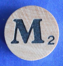 WordSearch Letter M Tile Replacement Wooden Round Game Piece Part 1988 Pressman - $3.22