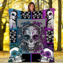 Throw Blankets Purple Sugar Skull Flannel Fleece Throw Blanket Warm, 50&quot;X40&quot;. - £33.54 GBP