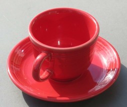 Red FiestaWare Coffee Mug Tea Cup and Saucer  - £17.92 GBP