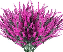 Jemong 8 Bundles Artificial Lavender Flowers Outdoor Uv, Classic Fushia - £28.70 GBP