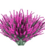 Jemong 8 Bundles Artificial Lavender Flowers Outdoor Uv, Classic Fushia - £28.31 GBP