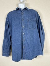 Sun River Blue Chambray Button Up Shirt Long Sleeve Mens Large Cotton - £8.71 GBP