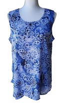 Fever Womens Paisley Floral Sleeveless Blouse,Blue/White,Large - £35.38 GBP