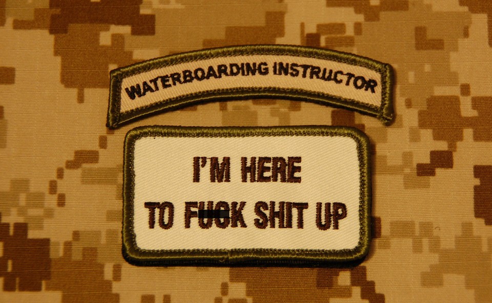 WATERBOARDING INSTRUCTOR Tab &amp; I&#39;M HERE TO F**K S**T UP Multicam Morale ... - $10.50