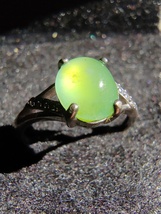 Glassy Ice Light Green 100% Burma Jadeite Jade Ring # Type A Jadeite # - £379.27 GBP