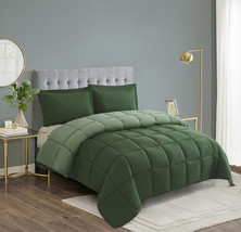 HIG Down Alternative Comforter Set 3 Pcs All Season Reversible Comforter-Green - £26.67 GBP+
