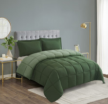 HIG Down Alternative Comforter Set 3 Pcs All Season Reversible Comforter-Green - £26.12 GBP+