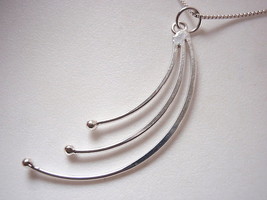 Curved Bars with Silver Beads Necklace 925 Sterling Silver Corona Sun Jewelry - $12.59