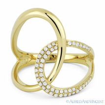 0.25ct Round Cut Diamond Right-Hand Overlap Loop Fashion Ring in 14k Yellow Gold - £565.82 GBP