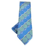 Barcelona Cravatte Men&#39;s Tie &amp; Hank Set Royal Blue Yellow Brown Polk Dot Striped - £15.97 GBP