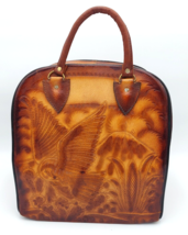 Hand Tooled Leather Bowling Bag Eagle Cactus Volcano Ball Pins Vintage M... - £100.14 GBP
