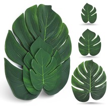 80Pcs Artificial Palm Leaves, Tropical Fake Monstera Leaves For Table And Wall D - £13.28 GBP