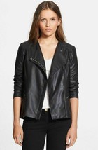 Veda &#39;Aires&#39; Asymmetrical Zip Leather Jacket  Sz M Black - $186.42