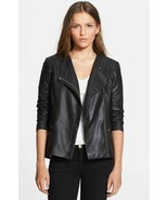 Veda &#39;Aires&#39; Asymmetrical Zip Leather Jacket  Sz M Black - $3,438.29 MXN