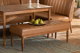 Camelia Tan Faux Leather Walnut Brown Dining Bench - $231.00