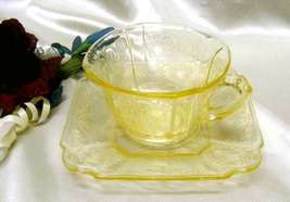 SOLD***1306 Antique Indiana Glass Lorain &quot;Basket&quot; Cup N Saucer Set - $27.00