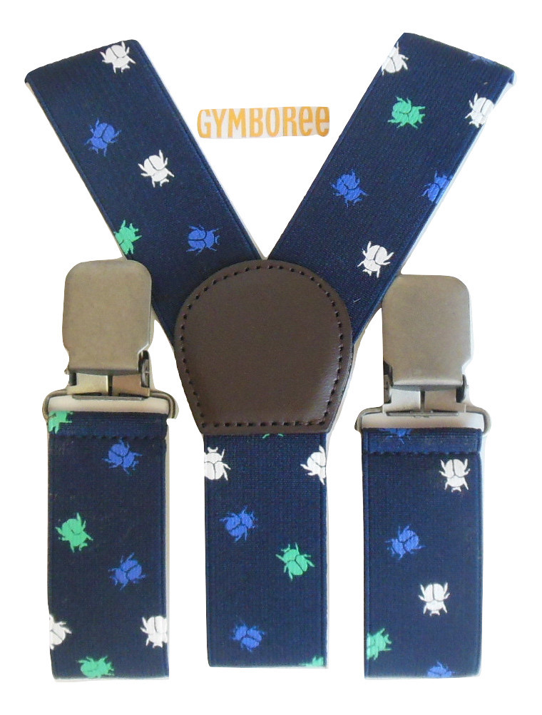 Baby Infant Boy Toddler Navy Blue Fashion Suspenders Insect Beetle 0 to 24 mos