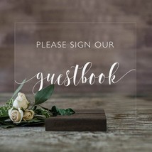 Please Sign Our Guestbook Acrylic Modern Wedding Sign With Included Stan... - £25.48 GBP