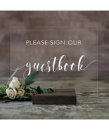 Please Sign Our Guestbook Acrylic Modern Wedding Sign With Included Stan... - £25.06 GBP