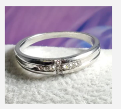 Silver Rhinestone Cross Design Band Ring Size 5 6 7 8 9 - $39.99