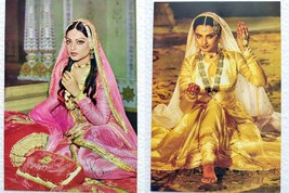 Lot of 2 Bollywood Actor Actress Rekha Post cards Unposted Postcard India Star - £11.93 GBP