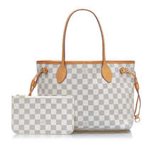 Louis Vuitton Damier Azur Neverfull PM Tote Handbag White PVC Leather - £1,886.46 GBP