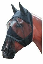Horse Mesh Fly Mask w/ Ears Fleece Lined w/ Fringe Comfortable Protectio... - £12.68 GBP