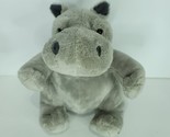 Baby Hippopotamus Grey Brown Eye&#39;s Plush Stuffed Animal Hippo 9&quot; Soft Si... - $19.79