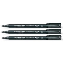 Staedtler Lumocolor Black Superfine Permanent Marker Pens Pack of 3 Wate... - $17.99