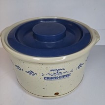 Vintage Rival Crock-Ette 1 Qt Slow Cooker 3205 Delft Blue Crockpot w/ Lid TESTED - £14.68 GBP