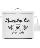 AuldHome Farmhouse Laundry Powder Container, White Enamelware Detergent ... - £33.17 GBP