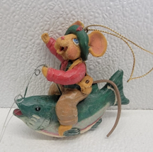 Vintage Kurt Adler Fisherman Fishing Mouse Riding Bronco Fish - €9,96 EUR