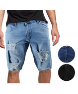 Men&#39;s Faded Wash Denim Distressed Slim Fit Stretch Skinny Jean Shorts - $509.07 MXN