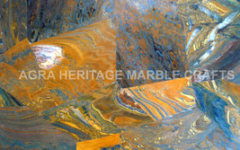 3&#39;x2&#39; Natural Marble Random Tiger Eye Slab Inlaid Stone Hallway Table Decor E237 - £763.90 GBP