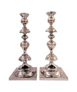 Antique Fraget N Plaque Sabbath Candlesticks 19th Century Judaica, a Pair - $692.01
