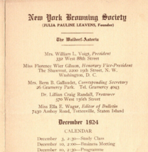 Robert Browning Society Waldorf Astoria Hotel 1924 New York Meeting Program - £13.30 GBP