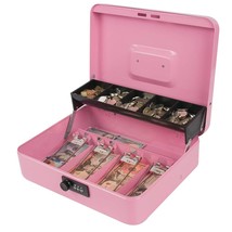 Combination Lock Safe Box With Cash Tray, Money Saving Organizer, Pink X... - $42.99