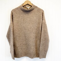 NEW BeachLunchLounge Womens L Tylee Sweater Ribbed Taupe Brown Mock Neck - £20.74 GBP