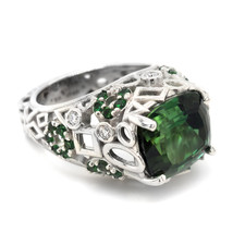 18K White Gold 8.36ct TGW Green Tourmaline and Diamond One-of-a-Kind Ring - £4,549.43 GBP