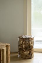 Resin Burlwood Accent Table  Amber Resin Display Stand, Entryway Stool,... - $2,999.00