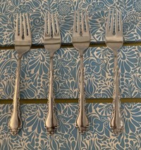 4 INTERNATIONAL SILVER DELUXE Gigi Salad Forks Vintage Retired Classic P... - £25.28 GBP